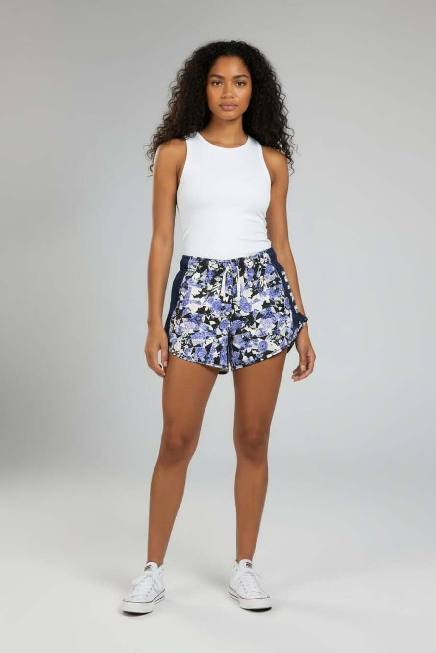Nike Girl's Dri-FIT Tempo Running Shorts Floral Print Navy Blue